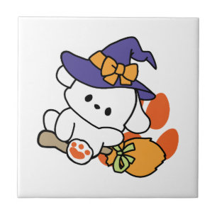 Azulejo De Cerâmica Feiticeira de pata no treinamento - Cão de Hallowe