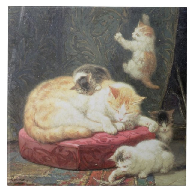 Azulejo De Cerâmica Felicidade da lareira (óleo no painel) (Frente)