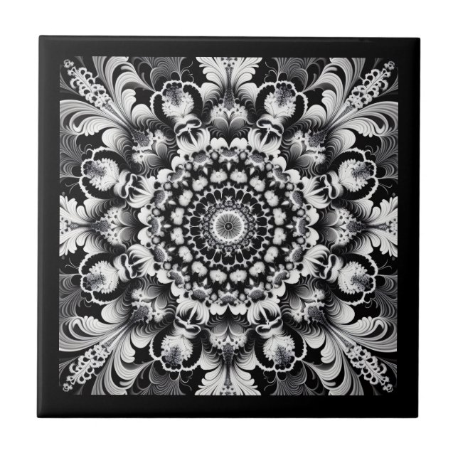 Azulejo De Cerâmica Felicidade Preto e Branco (Frente)