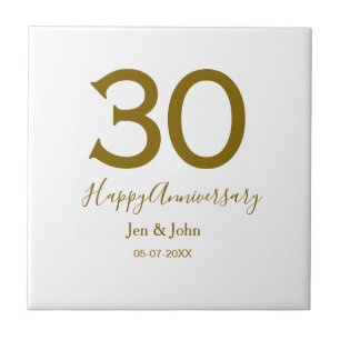 Azulejo De Cerâmica Feliz 30 data de aniversário data ouro bold lete