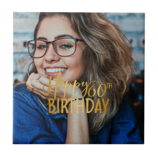 Azulejo De Cerâmica Feliz 60º aniversário - Script Personalizado Foto