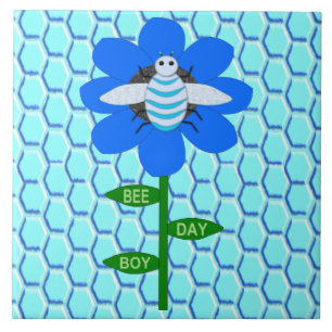 Azulejo De Cerâmica Feliz Abelha Azul Aniversário Bumblebee
