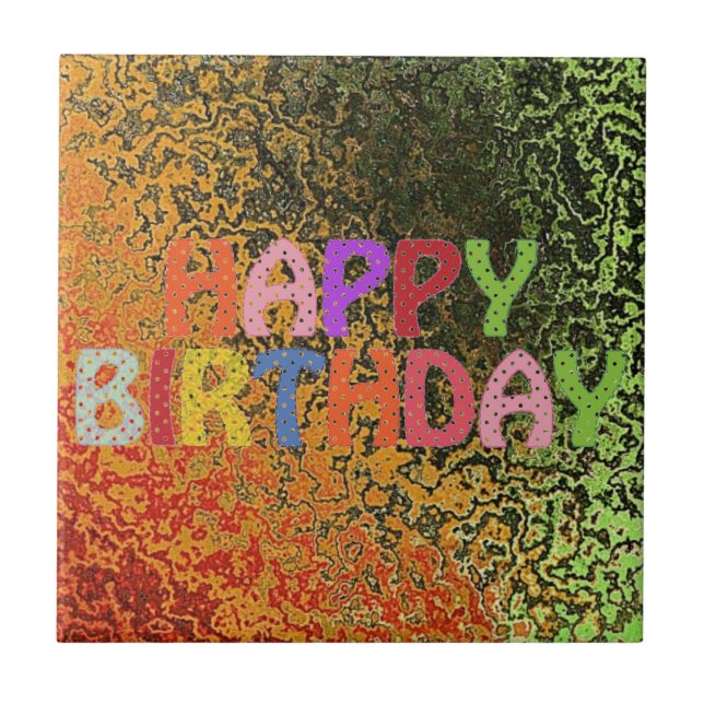 Azulejo De Cerâmica Feliz aniversário (Frente)