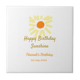 Azulejo De Cerâmica Feliz aniversário amarelo laranja aniversário boh