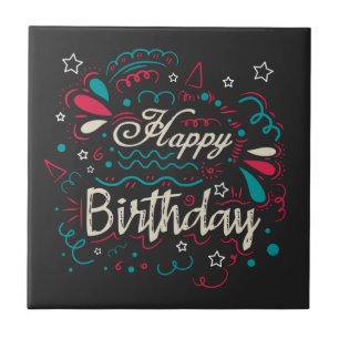 Azulejo De Cerâmica feliz aniversário decorativo