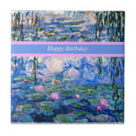 Azulejo De Cerâmica Feliz aniversário, pintura de lírios-d'água,<br><div class="desc">Feliz Aniversário - A famosa pintura de Claude Monet,  Água Lírios,  1919.</div>