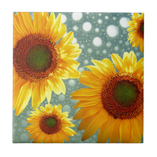Azulejo De Cerâmica Feliz Bubble Sunflower