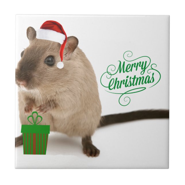 Azulejo De Cerâmica Feliz Christmouse (Frente)