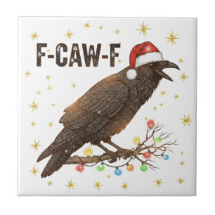 Azulejo De Cerâmica Feliz Corvo de Natal Raven F-CAW- F