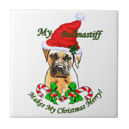 Azulejo De Cerâmica Feliz de Natal Bullmastiff