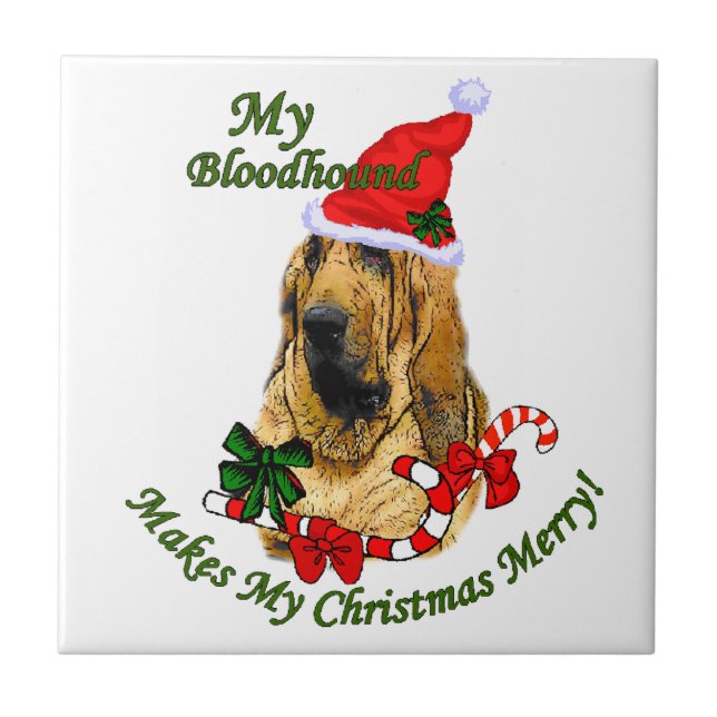 Azulejo De Cerâmica Feliz de Natal de Bloodound (Frente)