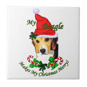 Azulejo De Cerâmica Feliz de Natal do Beagle