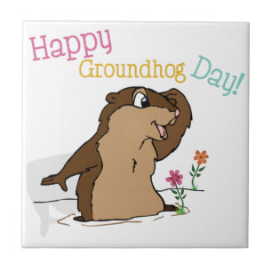 Azulejo De Cerâmica Feliz Dia da Marmota