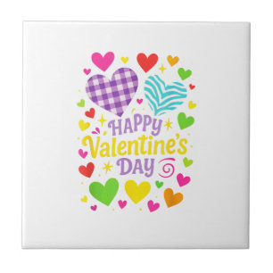 Azulejo De Cerâmica Feliz Dia de São Valentim - Corações Amor