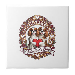 Azulejo De Cerâmica Feliz Dia dos Namorados Cachorro Coração Vermelho
