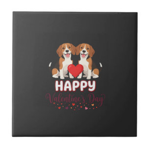 Azulejo De Cerâmica Feliz Dia dos Namorados Casal Beagle