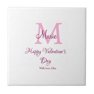 Azulejo De Cerâmica Feliz dia dos namorados monograma rosa nome amor m