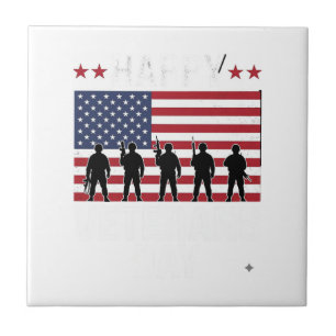 Azulejo De Cerâmica Feliz Dia dos Veteranos Silhueta da Bandeira Desen