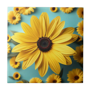 Azulejo De Cerâmica Feliz Floral Amarelo