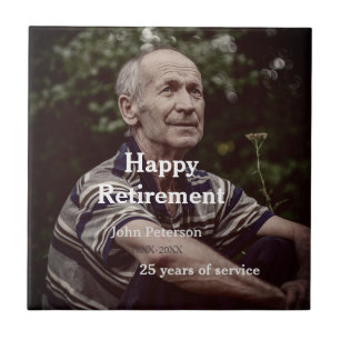 Azulejo De Cerâmica Feliz foto de aposentadoria nome ano anos de servi