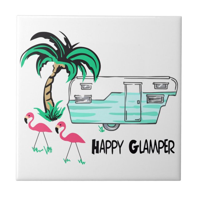 Azulejo De Cerâmica Feliz Glamper (Frente)