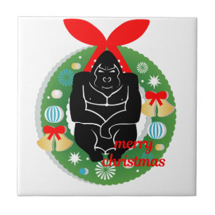 Azulejo De Cerâmica Feliz gorila de natal