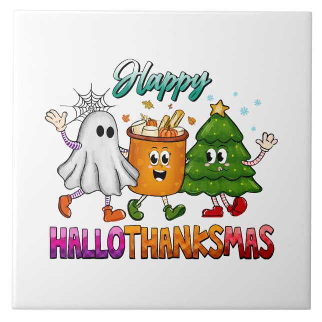 Azulejo De Cerâmica Feliz Hallothanksmas (Frente)