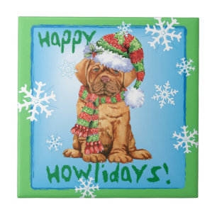 Azulejo De Cerâmica Feliz Howlidays Dogue