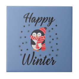 Azulejo De Cerâmica Feliz Inverno, Pinguim Bonito