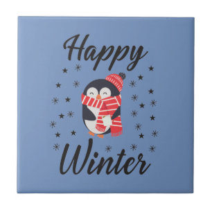 Azulejo De Cerâmica Feliz Inverno, Pinguim Bonito