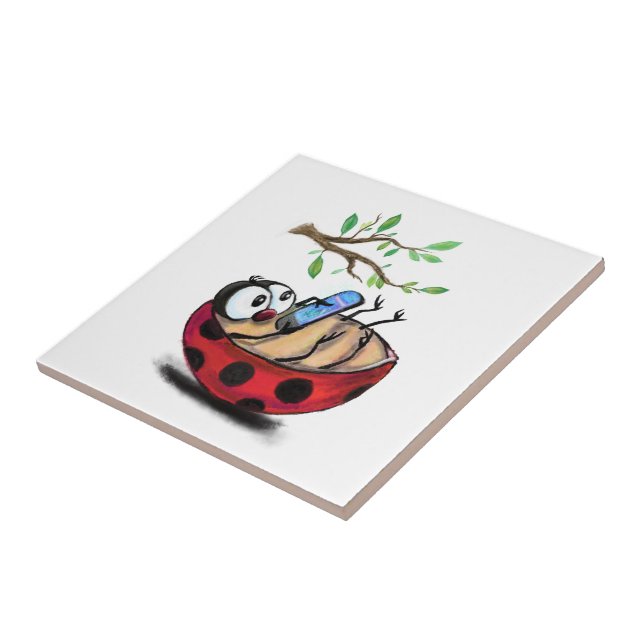 Azulejo de cerâmica Feliz Ladybug (Lateral)