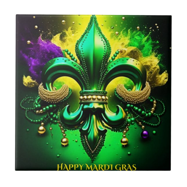 Azulejo De Cerâmica Feliz Mardi Gras 2024 (Frente)