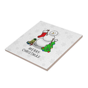 Azulejo De Cerâmica Feliz Natal 2 Árvore de Neve
