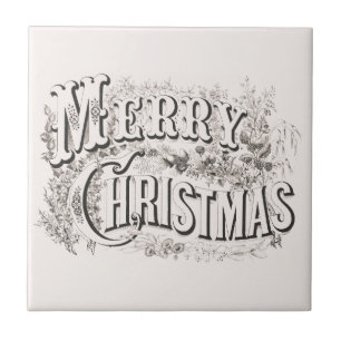 Azulejo De Cerâmica Feliz Natal, Antigo Currier & Ives (reprod)