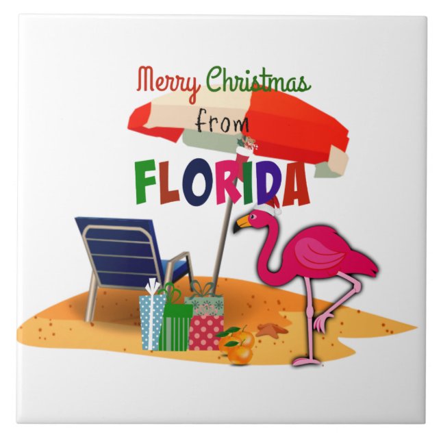 Azulejo De Cerâmica Feliz Natal da Flórida (Frente)