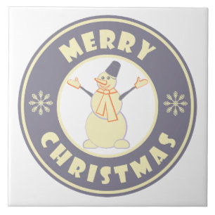 Azulejo De Cerâmica Feliz Natal Feliz Snowman famoso estilo de café