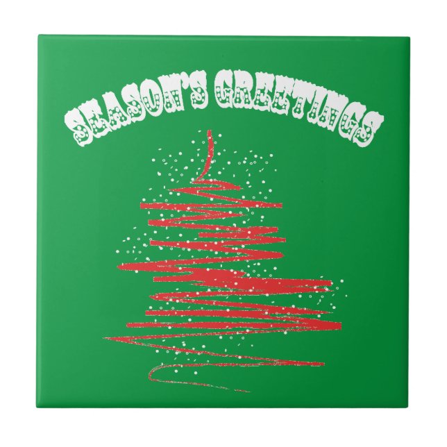 Azulejo De Cerâmica Feliz Natal Flocos de Neve (Frente)