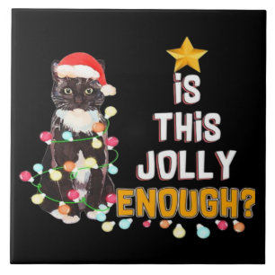Azulejo De Cerâmica Feliz Natal Gatos 