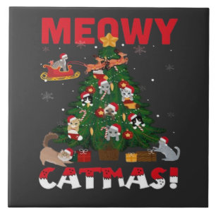 Azulejo De Cerâmica Feliz Natal Meowy