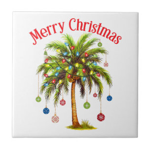 Azulejo De Cerâmica Feliz Natal Palm Tree Light Havaiana Tropical