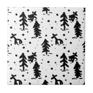 Azulejo De Cerâmica Feliz Natal! Preto & Branco