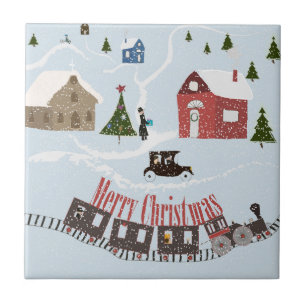 Azulejo De Cerâmica Feliz Natal, Retro