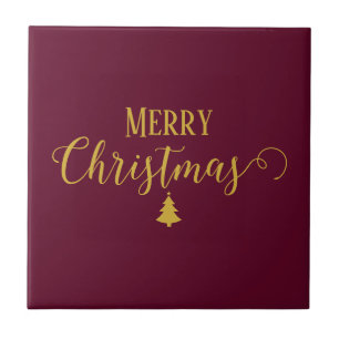 Azulejo De Cerâmica Feliz Natal - Vinho Borgonha Cor #5b0523