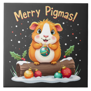 Azulejo De Cerâmica Feliz Pigmas Guiné Papais noeis de Natal