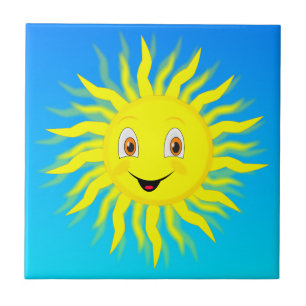 Azulejo De Cerâmica Feliz Rosto Sol