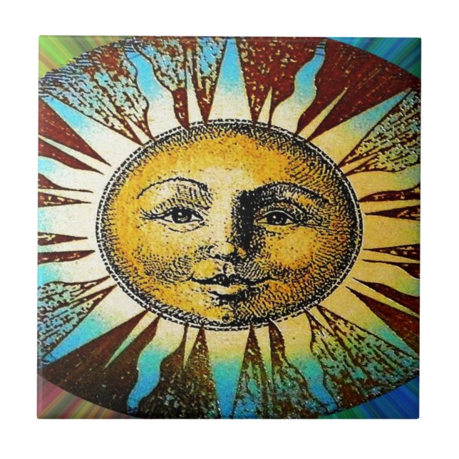 Azulejo De Cerâmica Feliz Sol Deus Impresso Presentes (Frente)
