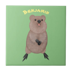 Azulejo De Cerâmica Feliz sorriso, design de desenho animado de quokka