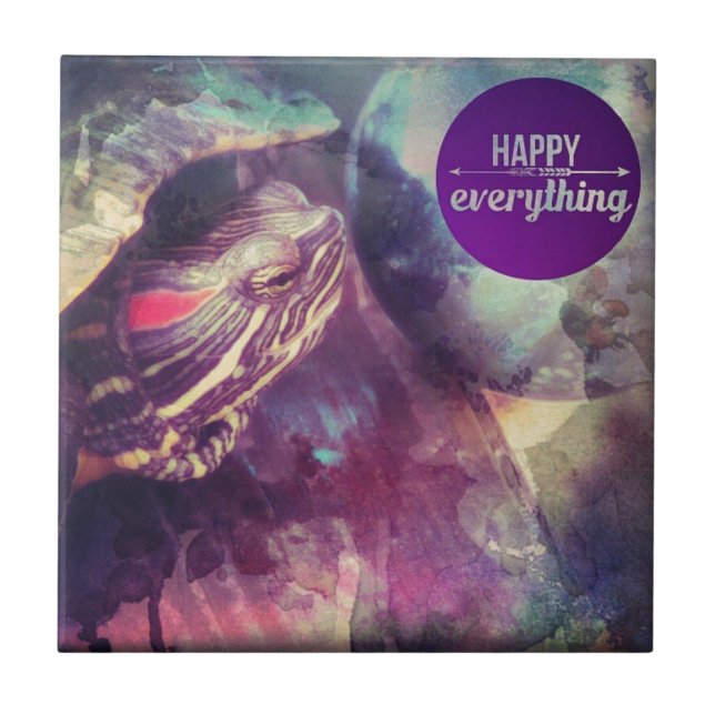 Azulejo De Cerâmica Feliz Tudo, Murtle, Felicidade da Tartaruga (Frente)