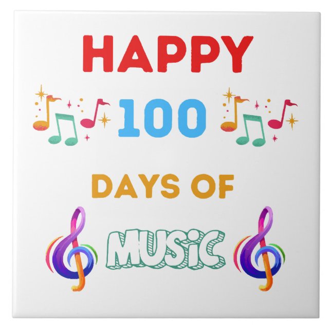 Azulejo De Cerâmica Felizes 100 Dias De música (Frente)