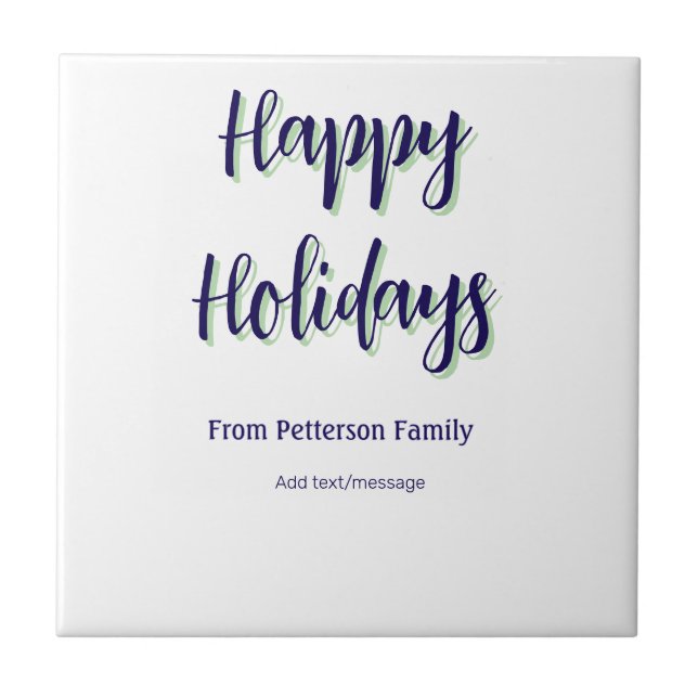 Azulejo De Cerâmica Felizes feriados azuis na moda (Frente)